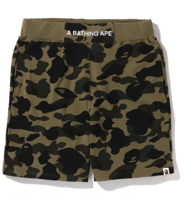 BAPE 1ST Green CAMO SWEAT SHORTS