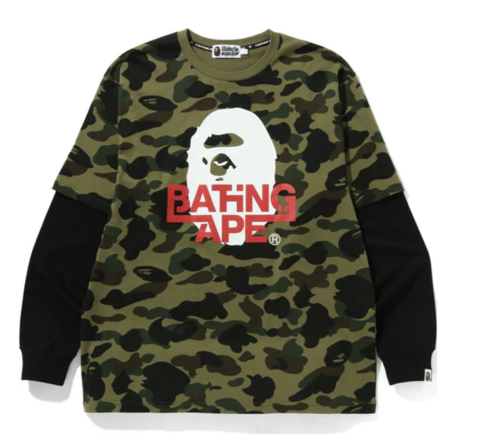 BAPE 1st CAMO RELAXED FIT LAYERED L/S TEE MENS