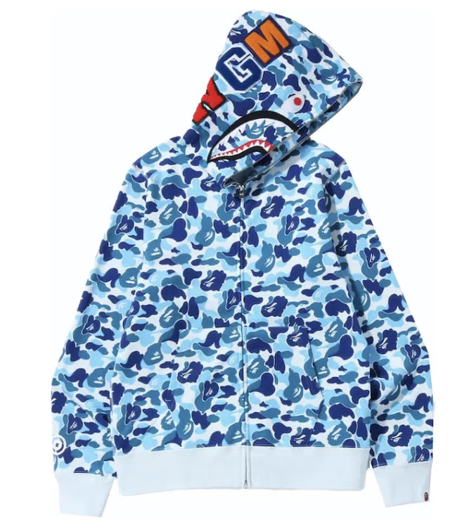 BAPE ABC Camo Shark Half Zip Hoodie Blue
