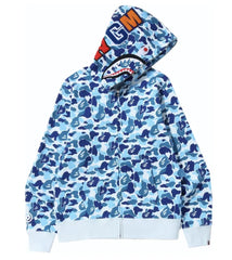 BAPE ABC Camo Shark Half Zip Hoodie Blue