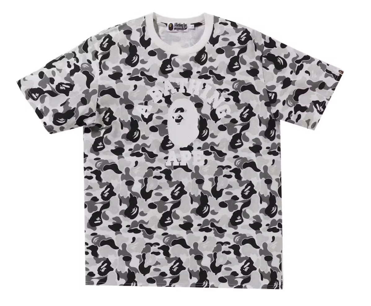 BAPE ABC Grey Camo College Tee White