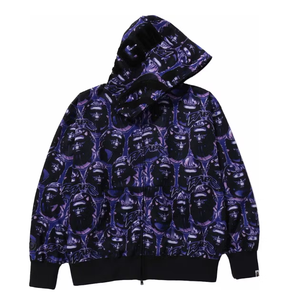 BAPE Ape Head Graffiti Shark Zip Up Purple