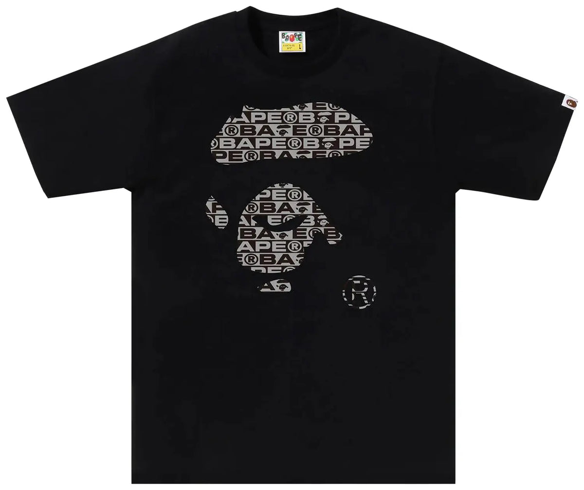 BAPE Black Lux Sport Pattern Ape Face Tee Black