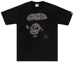 BAPE Black Lux Sport Pattern Ape Face Tee Black