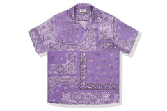 BAPE Black Printed Short Sleeve Silk Shirt Purple