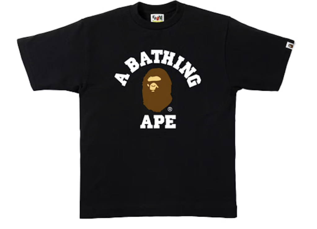 Bape Black Stacked College Tee