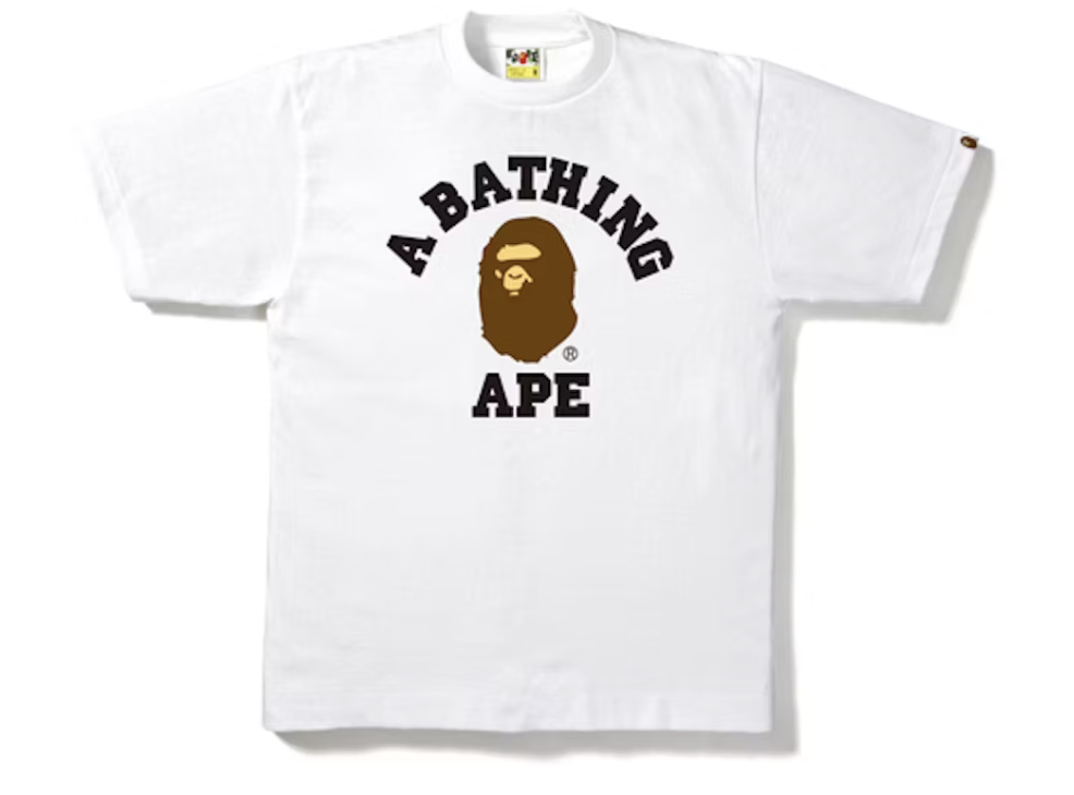 Bape White Stacked College Tee