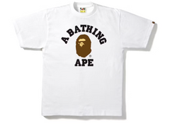 Bape White Stacked College Tee