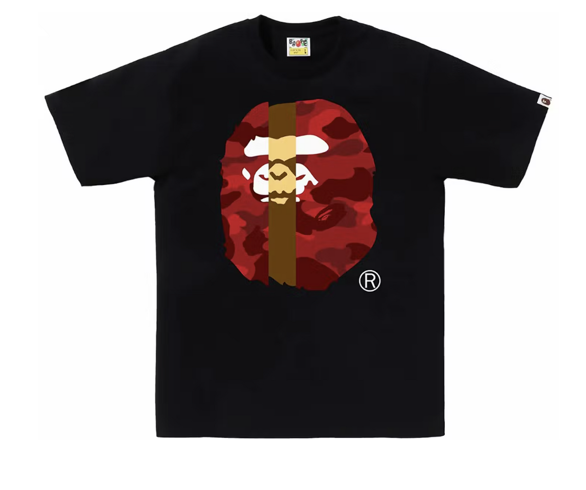 BAPE Color Camo Transform Big Ape Head Tee Black/Red