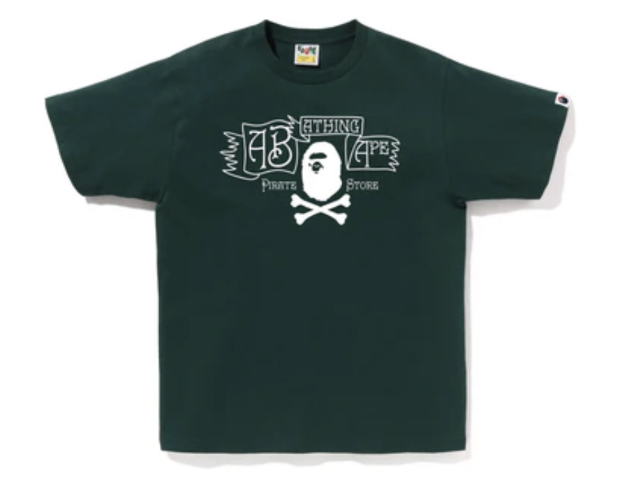 BAPE Crossbone Logo Green Tee