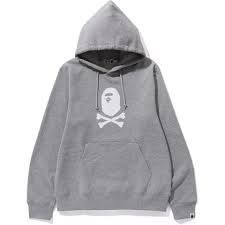 BAPE Crossbones Pullover Hoodie Grey