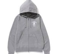 BAPE Ape Crossbone College Zip Up Grey Hoodie