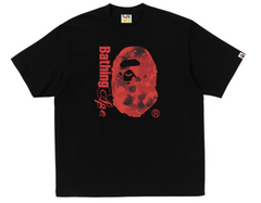 BAPE Floral Solid Camo Ape Head Relaxed Fit Black Tee