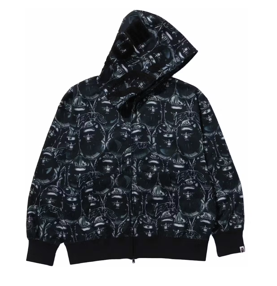 BAPE Ape Head Graffiti Shark Zip Up Black