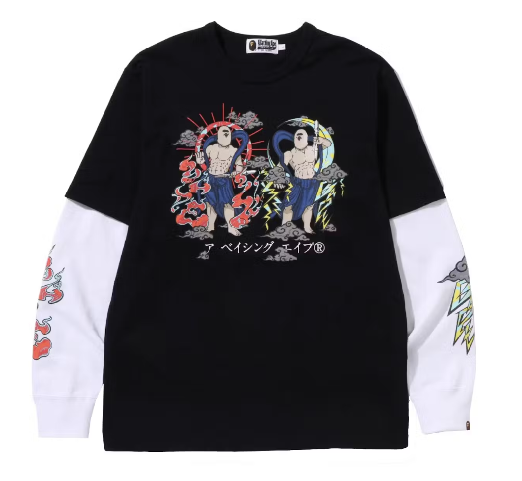 BAPE Japan Guardians Layered Heavyweight L/S Tee Black