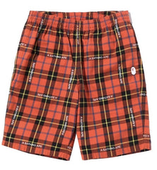 BAPE Logo Check Shorts Red