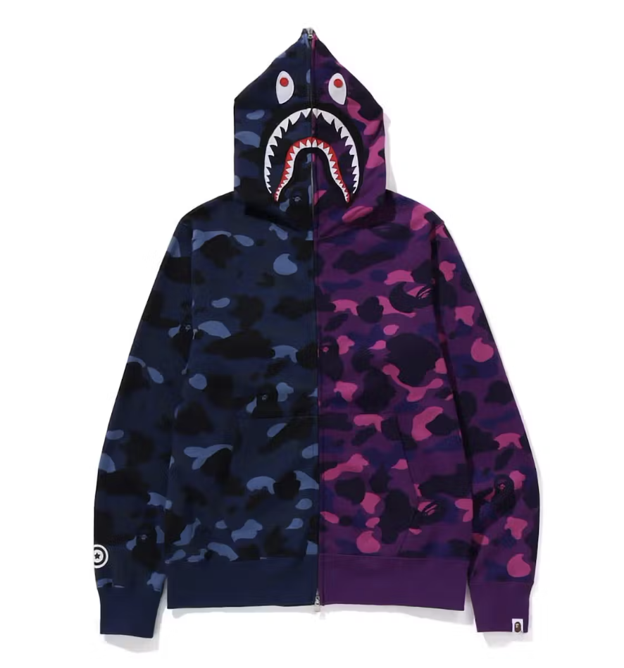 BAPE Navy/Purple Camo Split Full Zip Hoodie