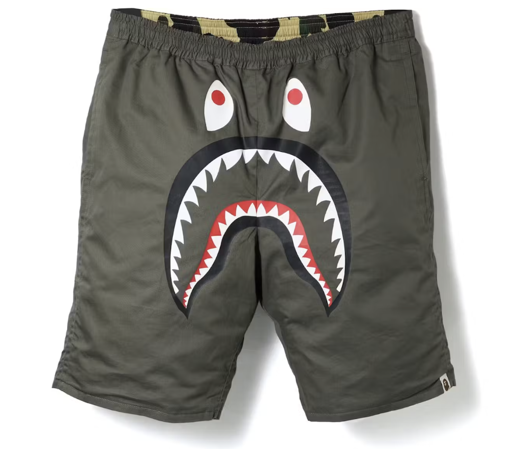 BAPE ABC Camo Shark Reversible Shorts Olivedrab