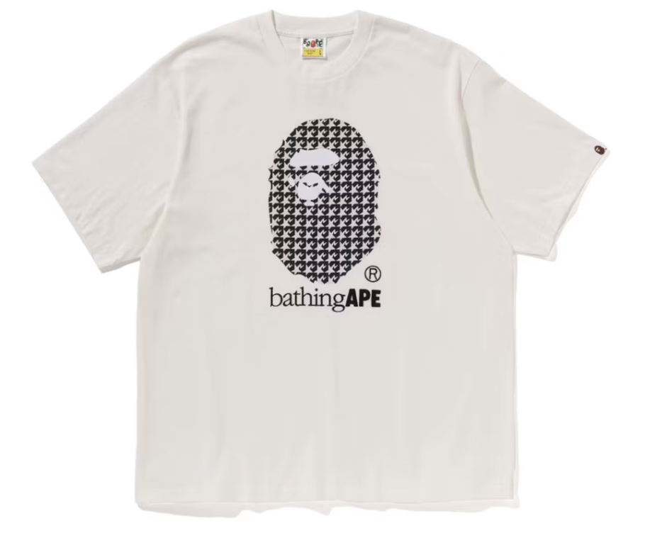 BAPE Sta Houndstooth Bathing Ape Relaxed Fit Tee Ivory