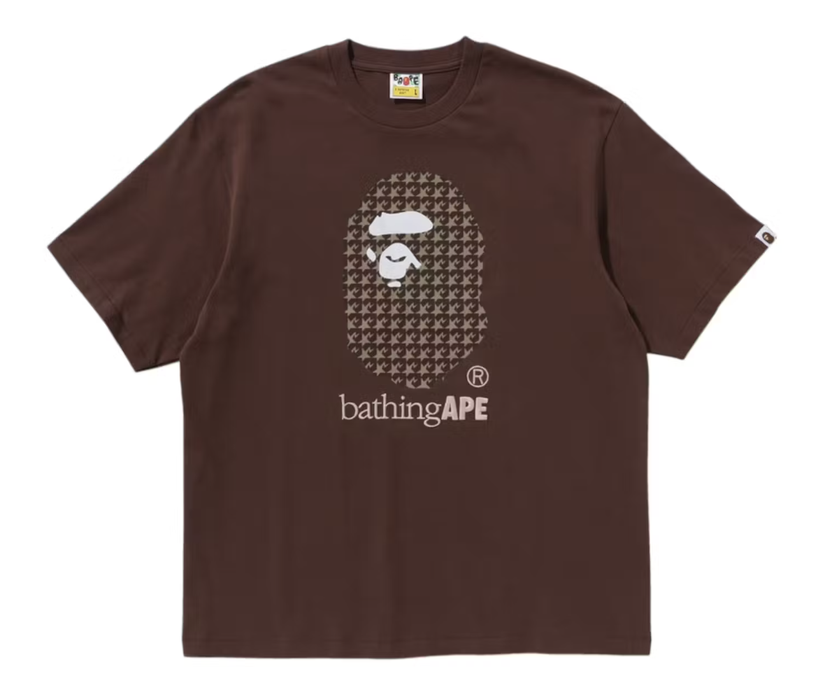 BAPE Sta Houndstooth Bathing Ape Relaxed Fit Tee Brown