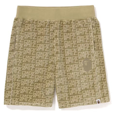 BAPE Logo Monogram Velour Shorts Beige