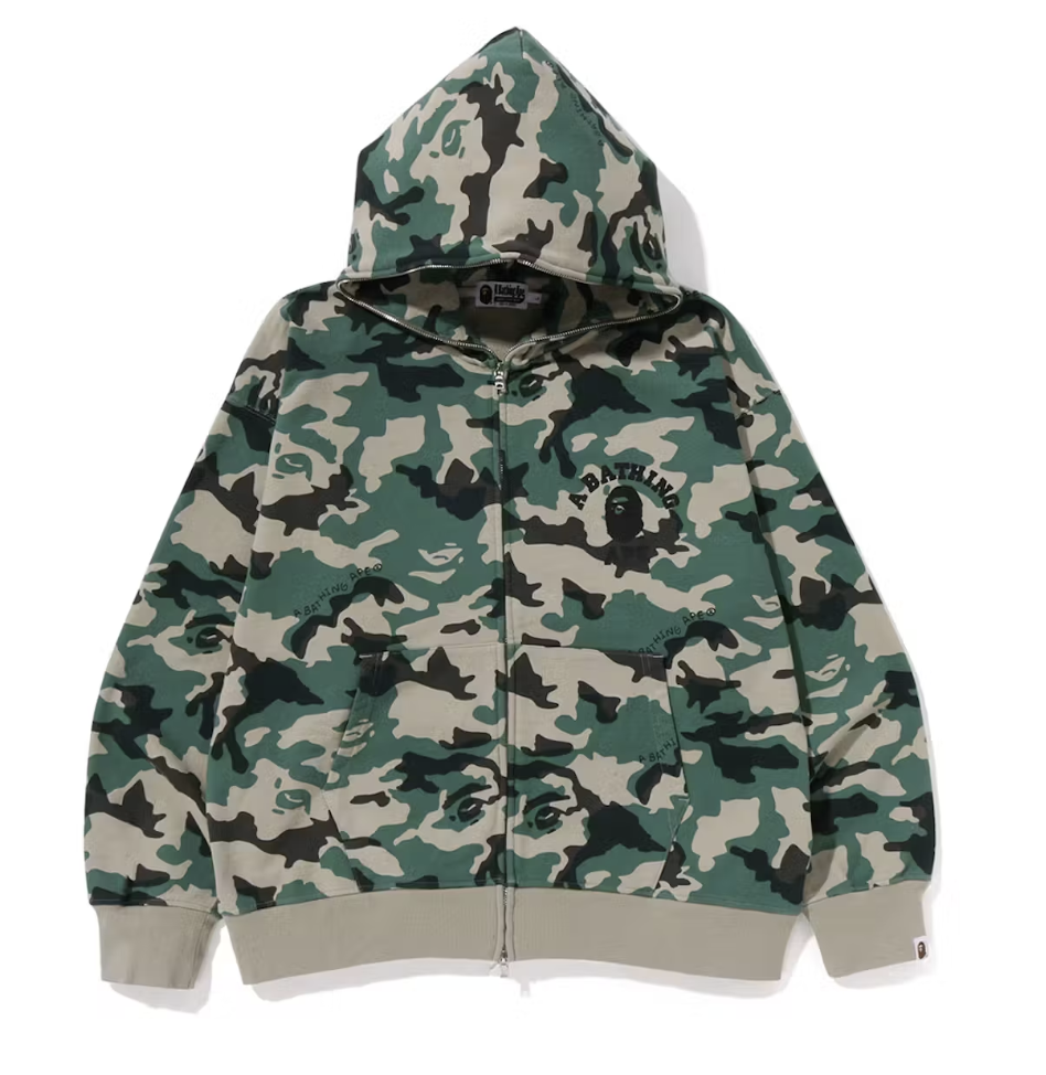 BAPE Woodland Camo Loose Fit Full Zip Up Hoodie