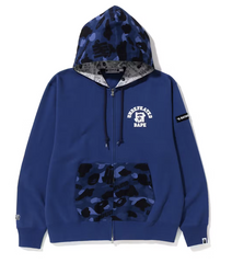 BAPE x Undefeated Color Camo Relaxed Zip Hoodie Navy