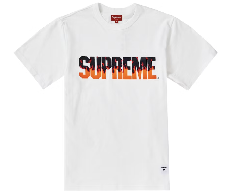 Supreme Flames Tee White Pre-Owned