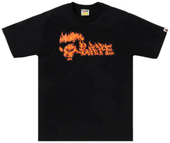 BAPE Bape Flame Ape Face Black & Red Tee Black