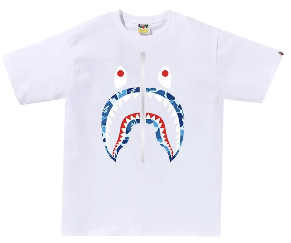 BAPE ABC Blue Camo Shark White Tee (BF)