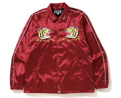 BAPE Tiger Embriodery Coach Jacket Red Pre-Owned