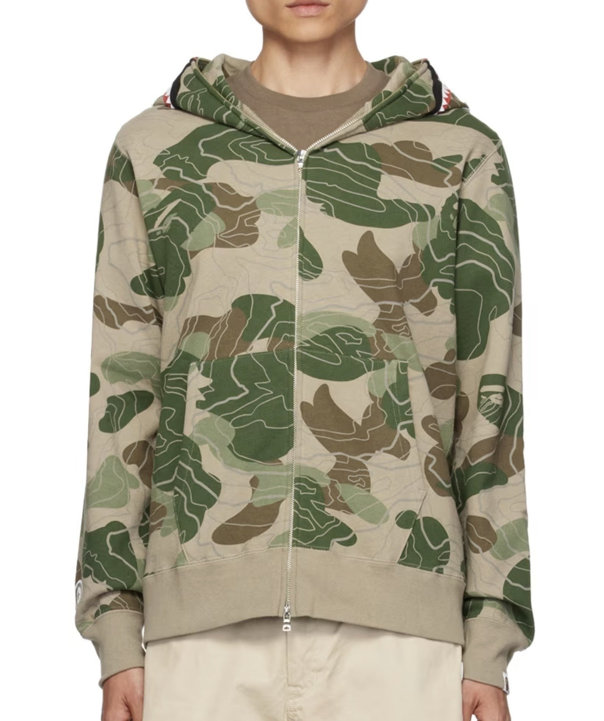 BAPE "WGM" Layered Line Camo Shark Hoodie