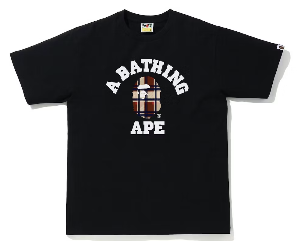 BAPE Check College Camo Black/Red Tee (SALE)