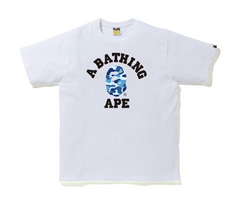 BAPE ABC Blue Camo College White Tee