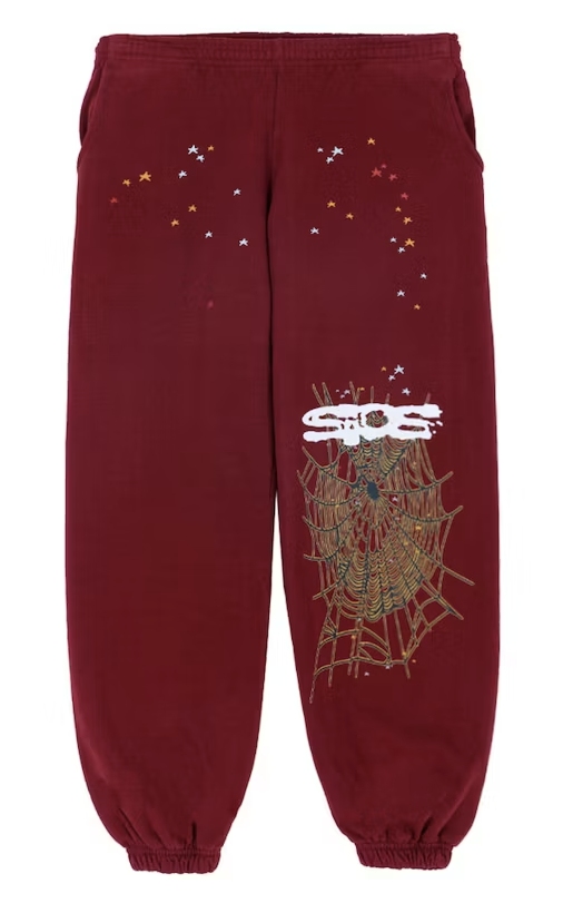 Sp5der Logo Maroon Pants