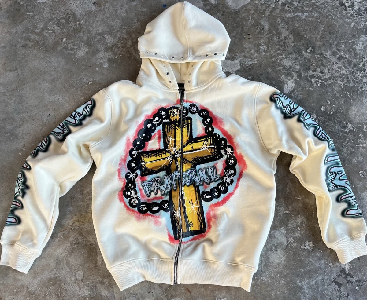 CREAM ROSARY HOODIE