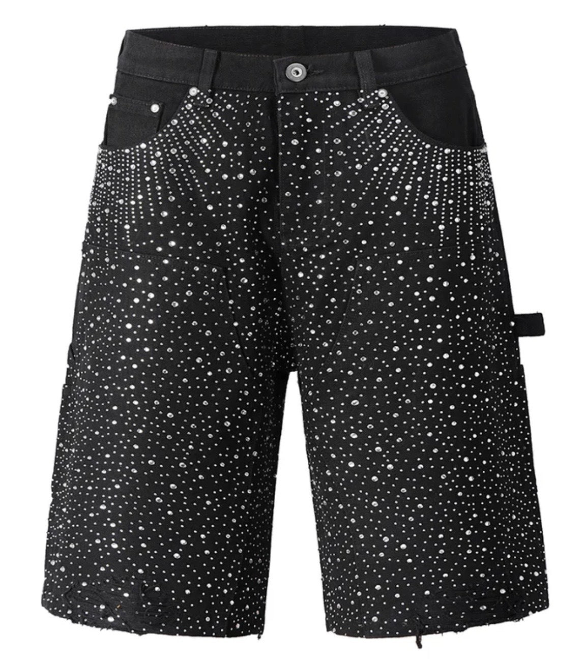 Rhinestone Black Cowboy Denim Shorts