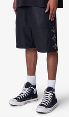 ULTRA BAGGY LEATHER STUDDED SHORTS