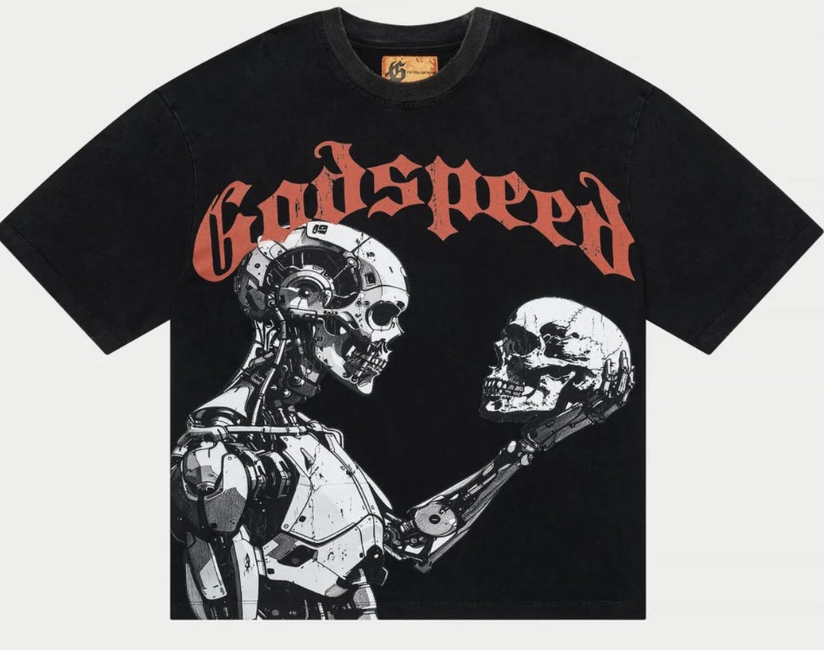 Godspeed "Man vs AI" Black Wash T-Shirt