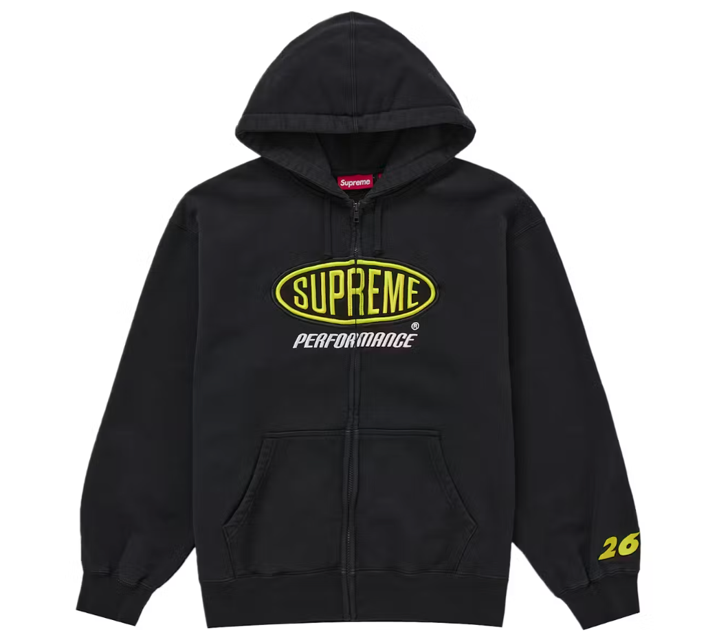 Supreme Performance Zip Up Hooded Sweatshirt Black