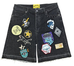 Godspeed Patchwork Denim Shorts Black