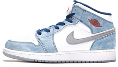 Jordan 1 Mid "French Blue Light Steel" Preschool