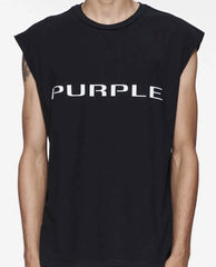 Purple Brand Wordmark Black Sleeveless Tee