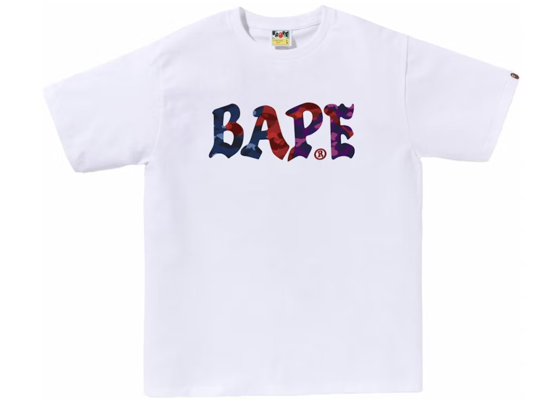 BAPE Color Camo Crazy Bape Logo White Tee