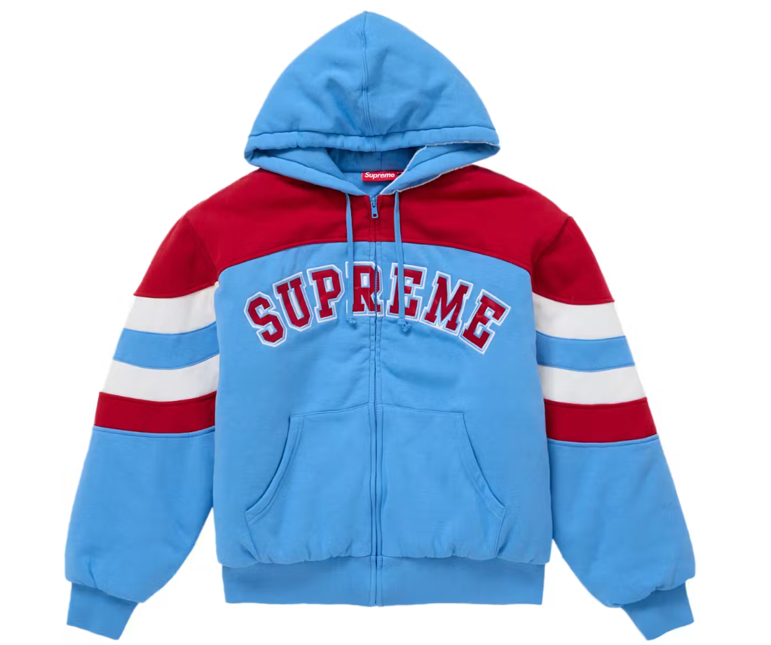 Supreme Filled Zip Up Hooded Sweatshirt Blue