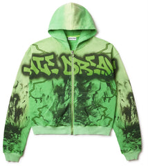 VALE GREEN NIGHTMARE ZIP UP HOODIE