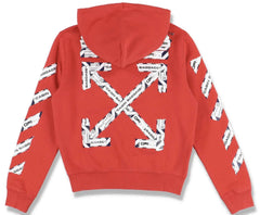 Off-White Airport Tape Arrows Diag Over Red Hoodie Pre-Owned