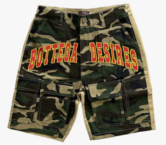 Bottega Desires Camo Cargo Shorts