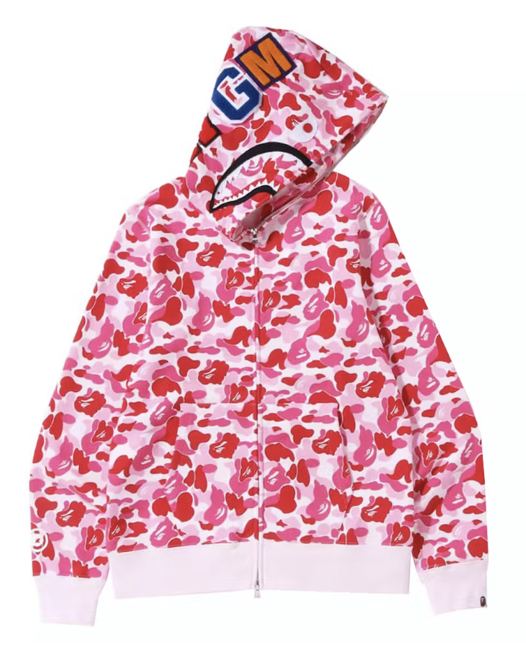 BAPE ABC Camo Shark Pink Full Zip Hoodie