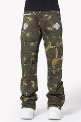 Guapi Camo Pockets Flared Denim